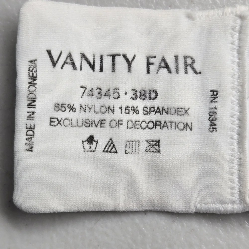 Vanity Fair Women Bra 38D White T Shirt Underwired Strapless Multi Way READ